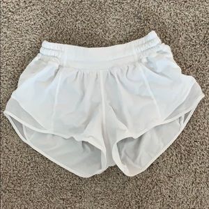 White Lululemon hotty hot shorts